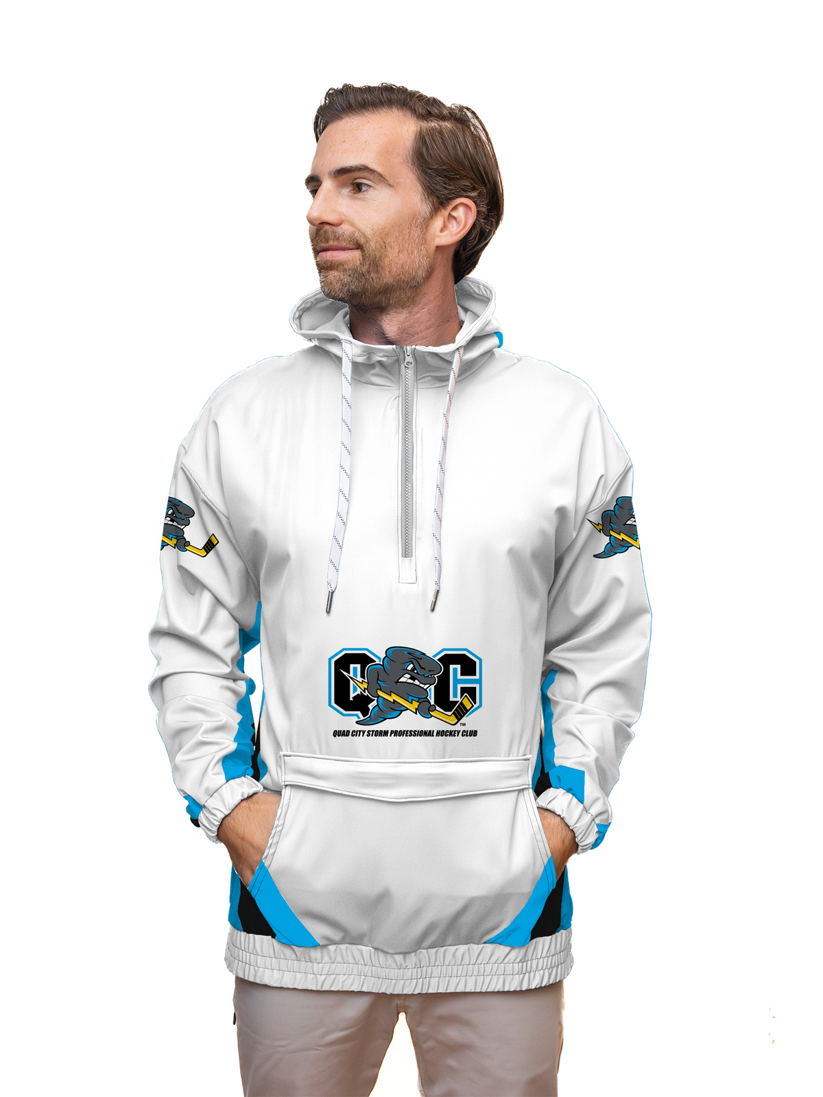 Quad City Storm White Hockey Windbreaker